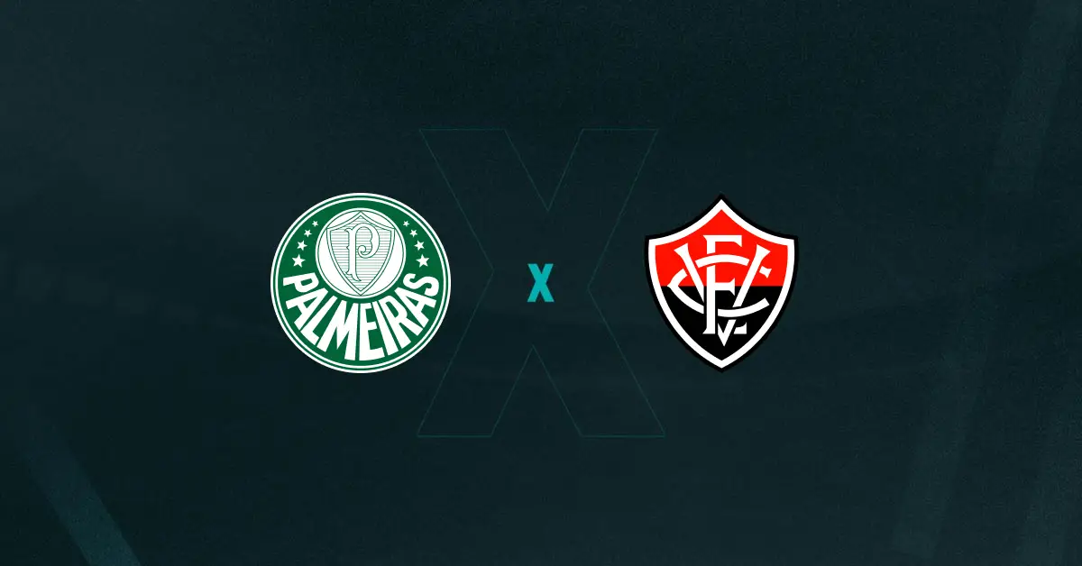 Escudos de Palmeiras e Vitória, que duelam pelo Brasileirão