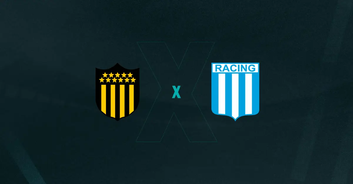 Escudos de Peñarol e Racing Club, que duelam pelas oitavas de final da Liberadores