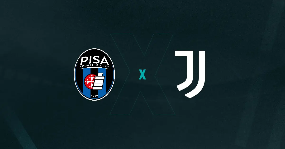 Escudos de Pisa x Juventus, que se enfrentam pelo Campeonato Italiano