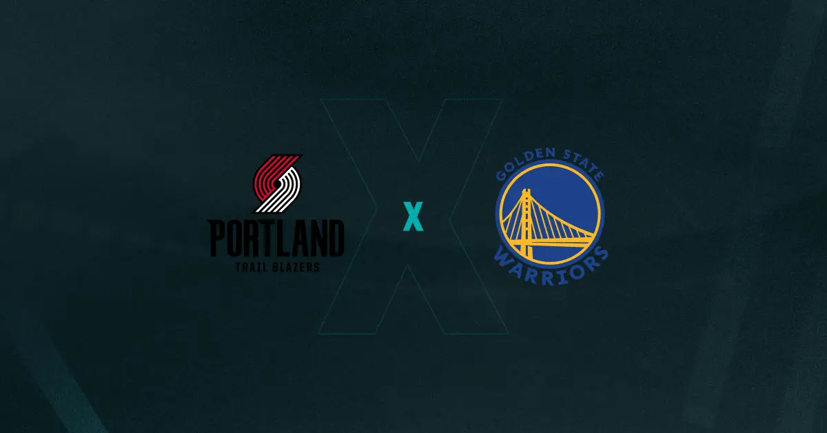 Escudos de Portland Trail Blazers x Golden State Warriors, que se enfrentam na pré-temporada da NBA