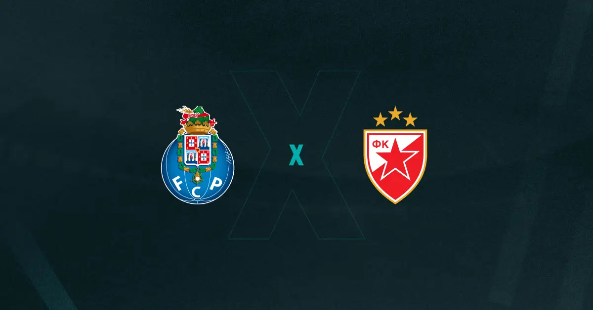 Escudos de Porto x Estrela Vermelha, que se enfrentam pela Liga Europa
