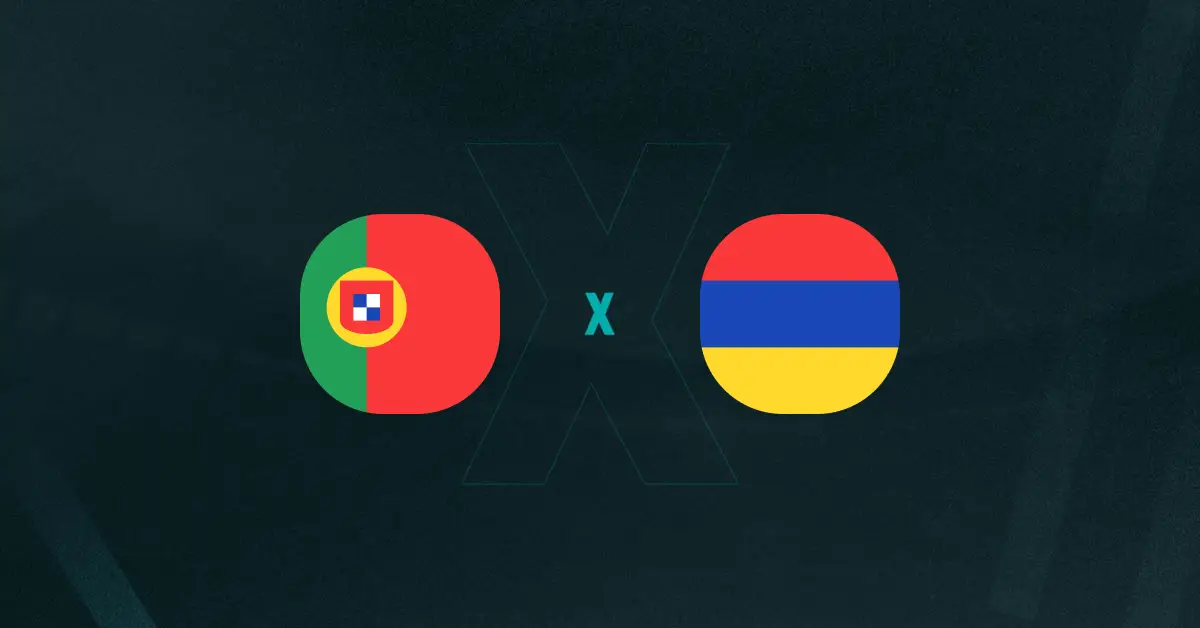 Escudos de Portugal e Armênia, que duelam pelas Eliminatórias Europeias