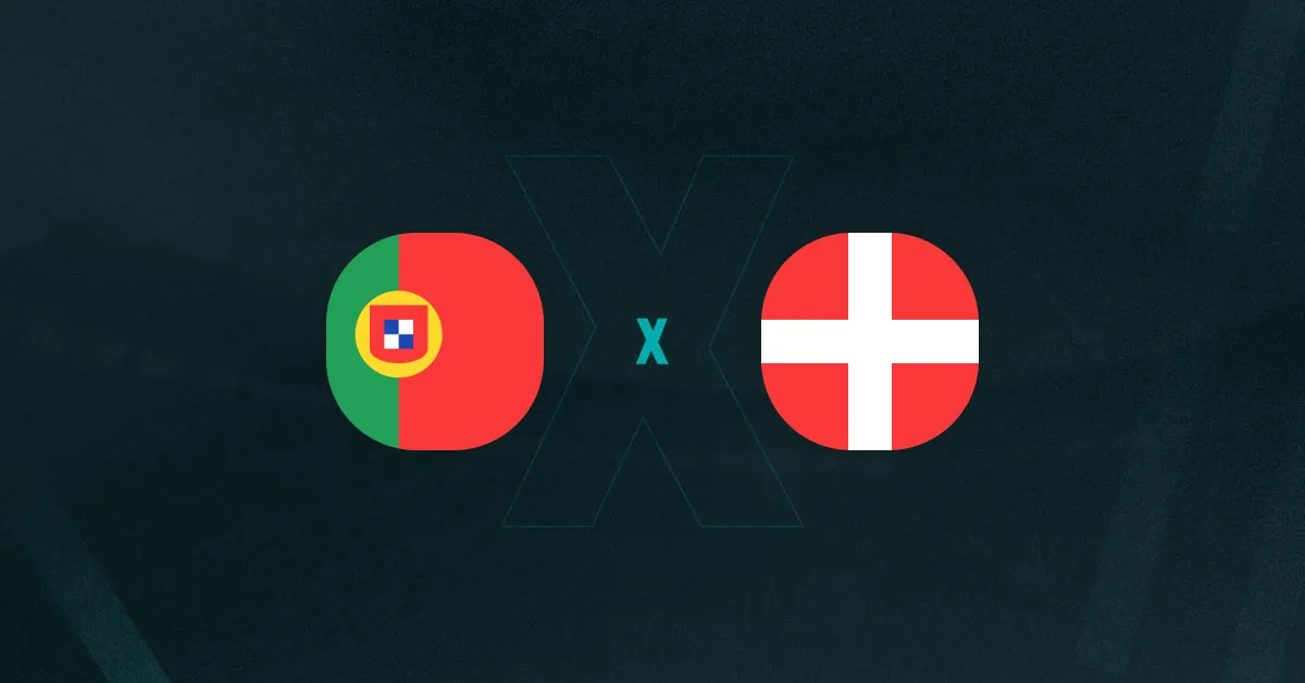 Escudos de Portugal e Dinamarca, que duelam pelas quartas da Liga das Nações