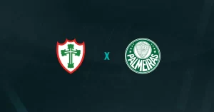 Escudos de Portuguesa e Palmeiras, que duelam pelo Paulistão