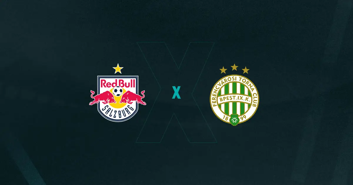 Escudos de RB Salzburg x Ferencváros, que se enfrentam pela Liga Europa