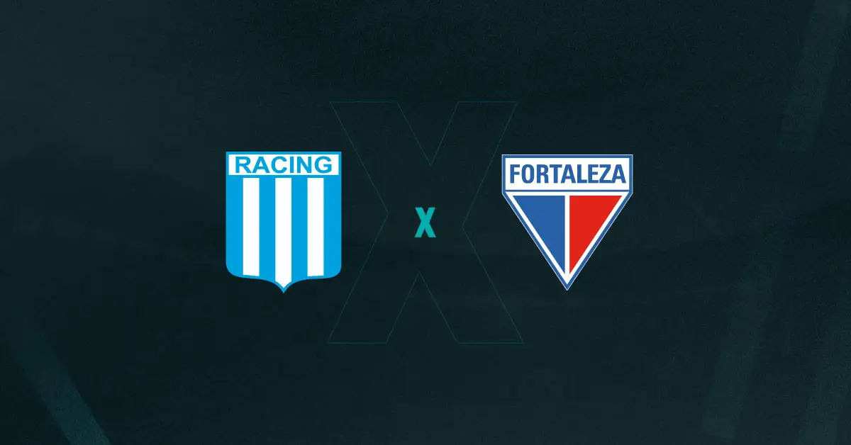 Escudos de Racing e Fortaleza, que se enfrentam hoje pela 6ª rodada da fase de grupos da Libertadores 2025.