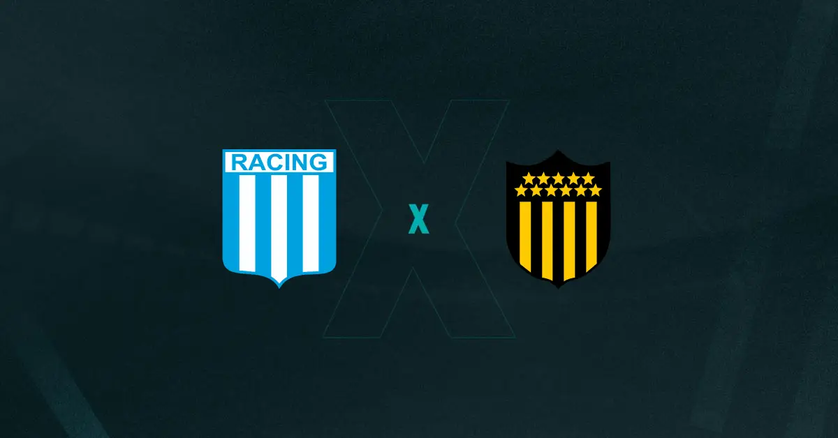 Escudos de Racing x Peñarol, que se enfrentam pela Libertadores 2025