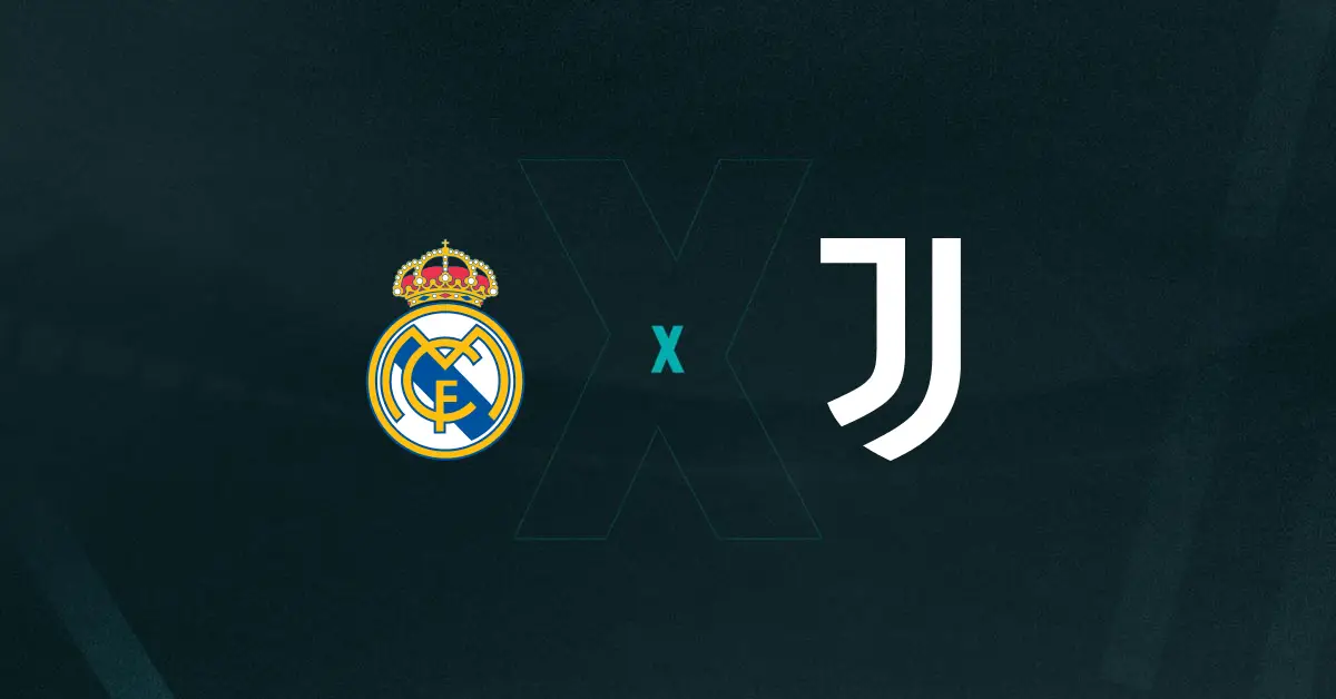 Escudos de Real Madrid x Juventus, que se enfrentam pela Champions League