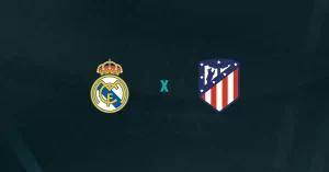 Escudos de Real Madrid e Atlético de Madrid Feminino, que duelam pela Supercopa da Espanha Feminina