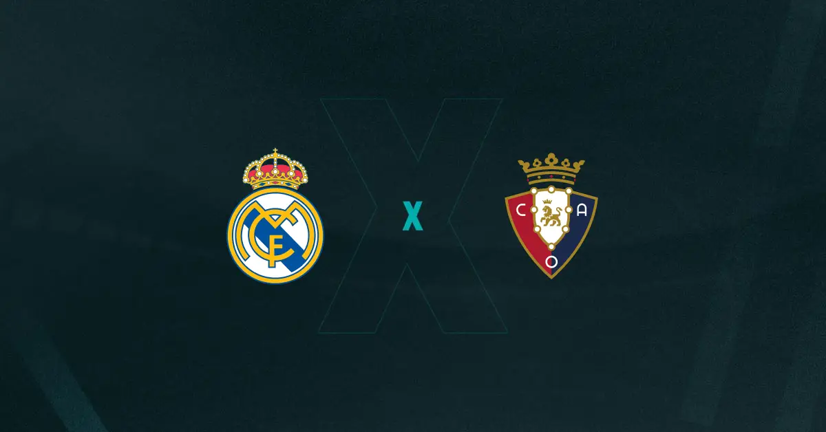 Escudos de Real Madrid e Osasuna, que duelam pela La Liga