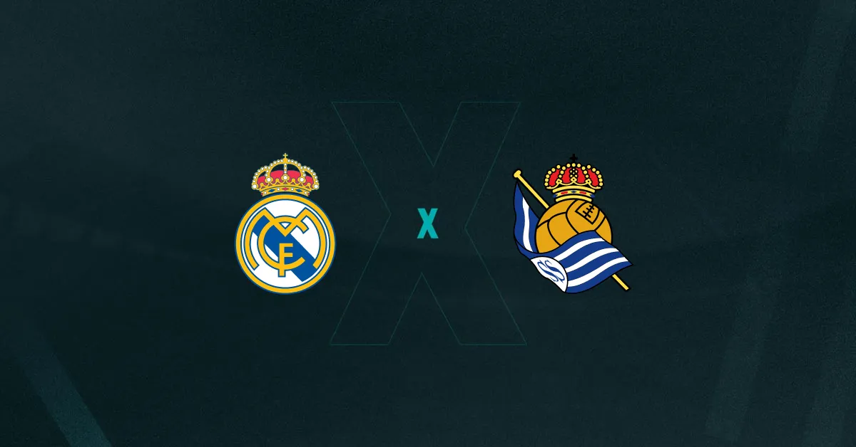 Escudos de Real Madrid e Real Sociedad, que duelam pela semifinal da Copa do Rei