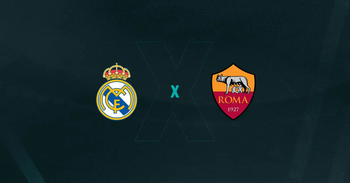 Escudos de Real Madrid e Roma, que duelam pela Champions League Feminina