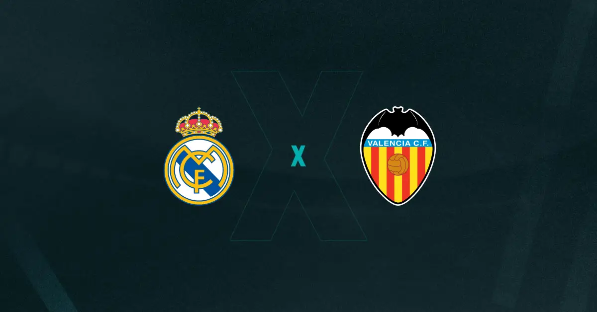 Escudos de Real Madrid e Valência, que duelam pela La Liga