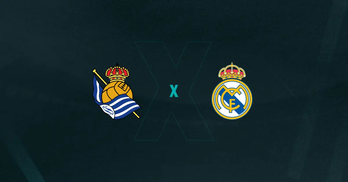 Escudos de Real Sociedad x Real Madrid, que Campeonato Espanhol