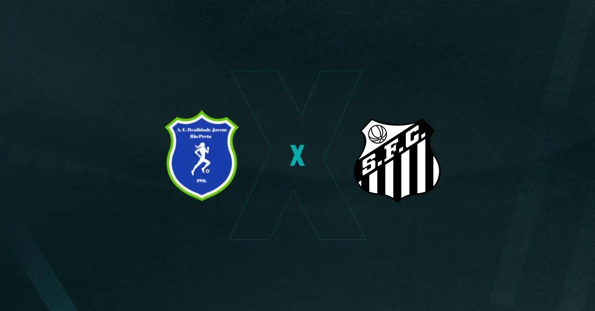Escudos de Realidade Jovem x Santos, que duelam pelo Paulistão Feminino