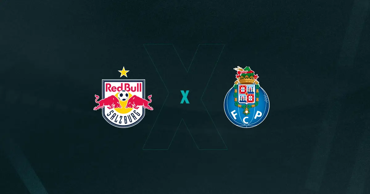 Escudos de RB Salzburg e Porto, que se enfrentam pela Europa League