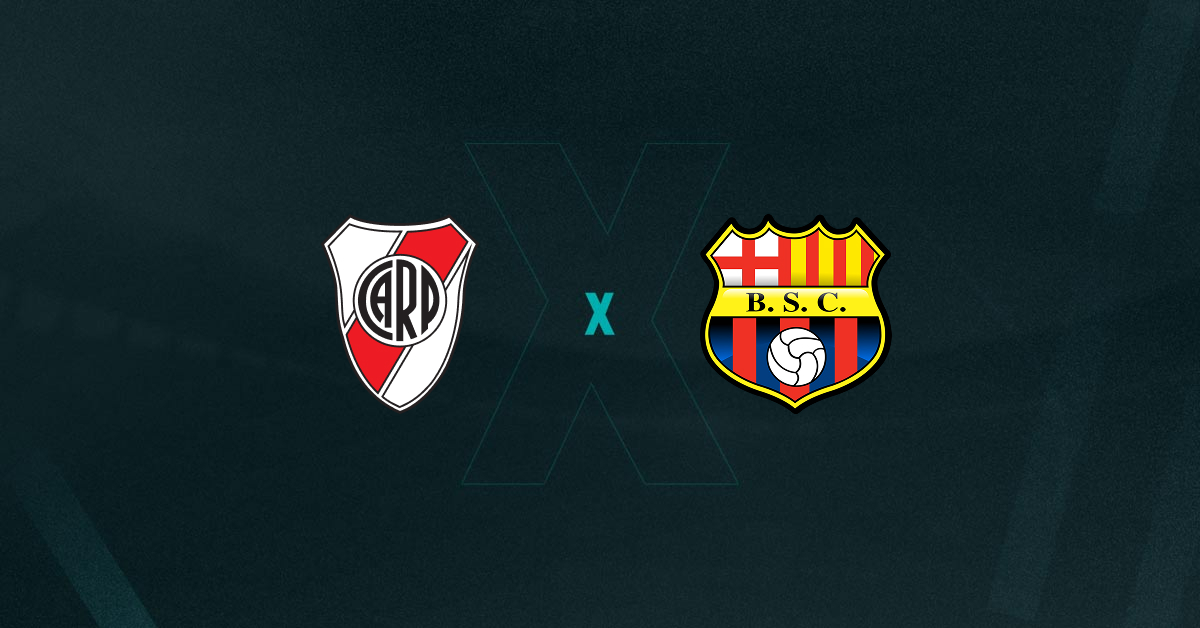 Escudos de River Plate x Barcelona SC, que se enfrentam pela Libertadores