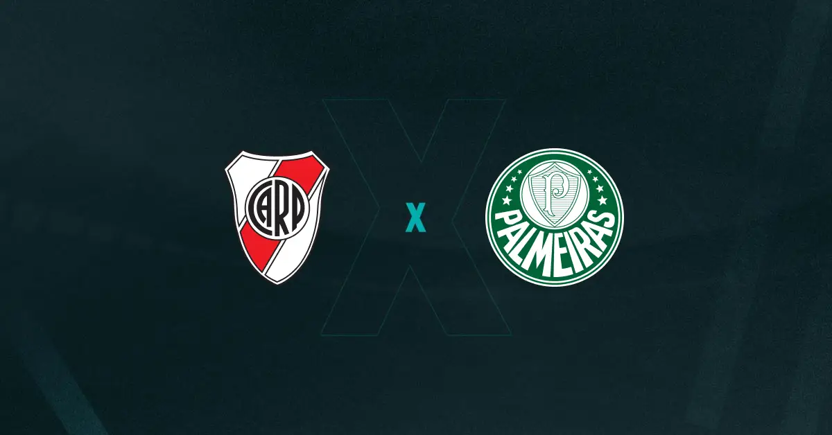 Escudos de River Plate e Palmeiras, que se enfrentam pelas quartas de final da Libertadores