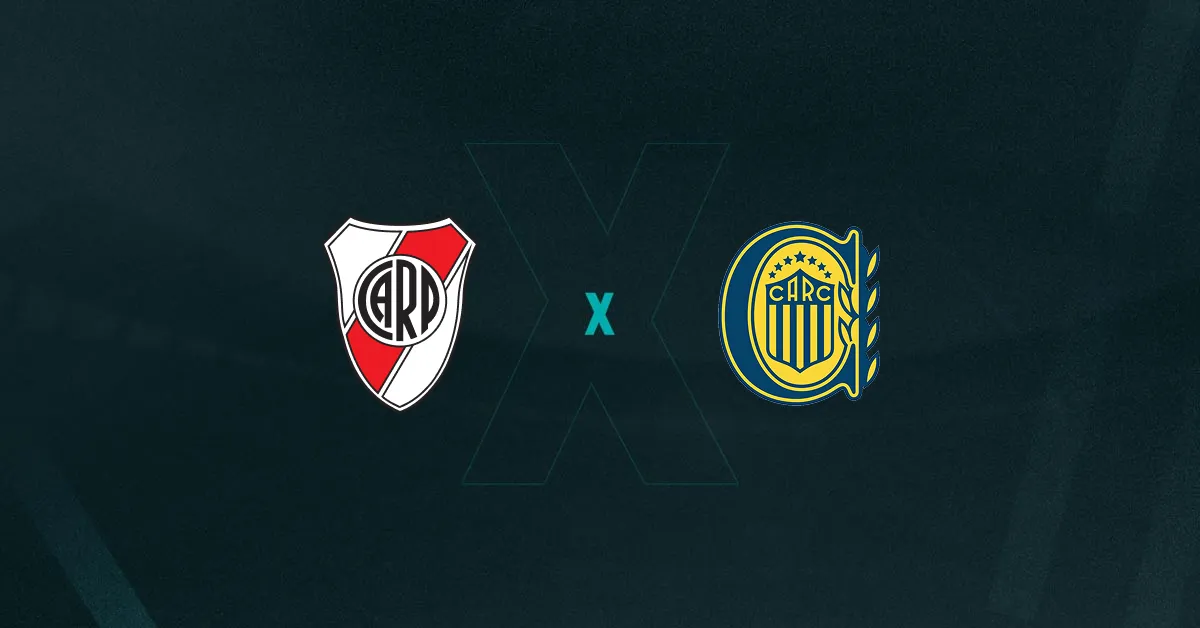 Escudos de River Plate e Rosario Central, que duelam pelo Campeonato Argentino