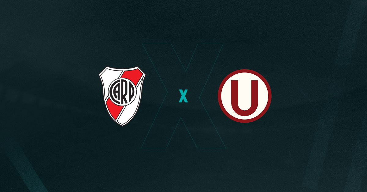 Escudos de River Plate e Universitario, que se enfrentam hoje pela 6ª rodada da fase de grupos da Libertadores 2025.