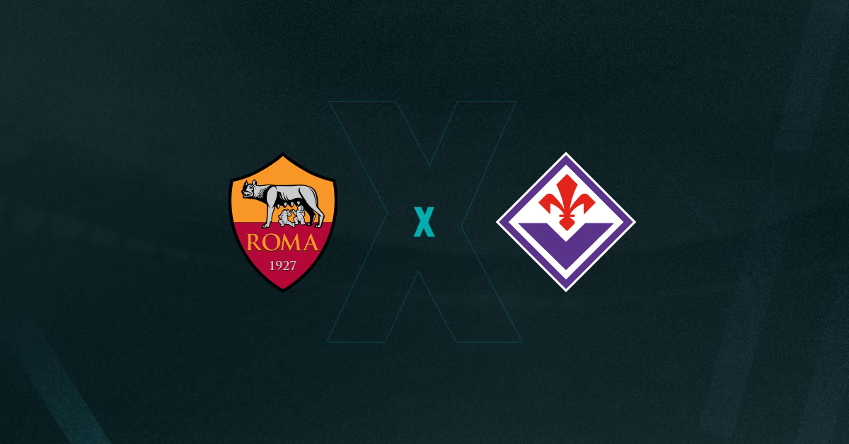 Escudos de Roma x Fiorentina, que se enfrentaram pelo Campeonato Italiano 2024/25
