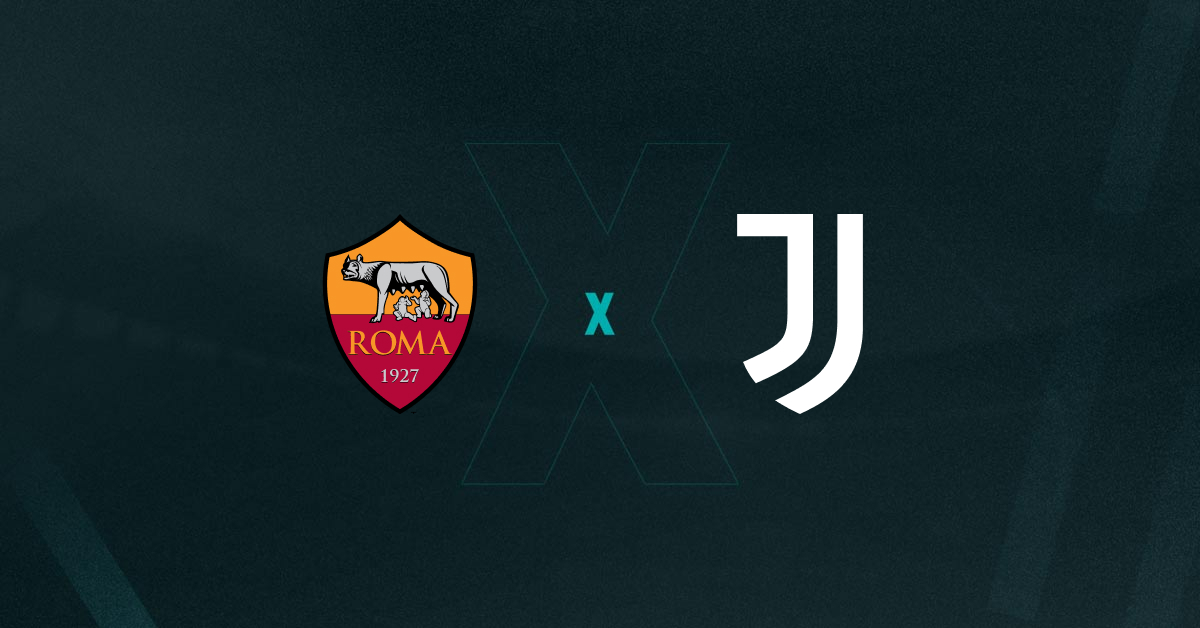 Escudos de Roma x Juventus, que se enfrentam hoje pelo Campeonato Italiano 2024/25