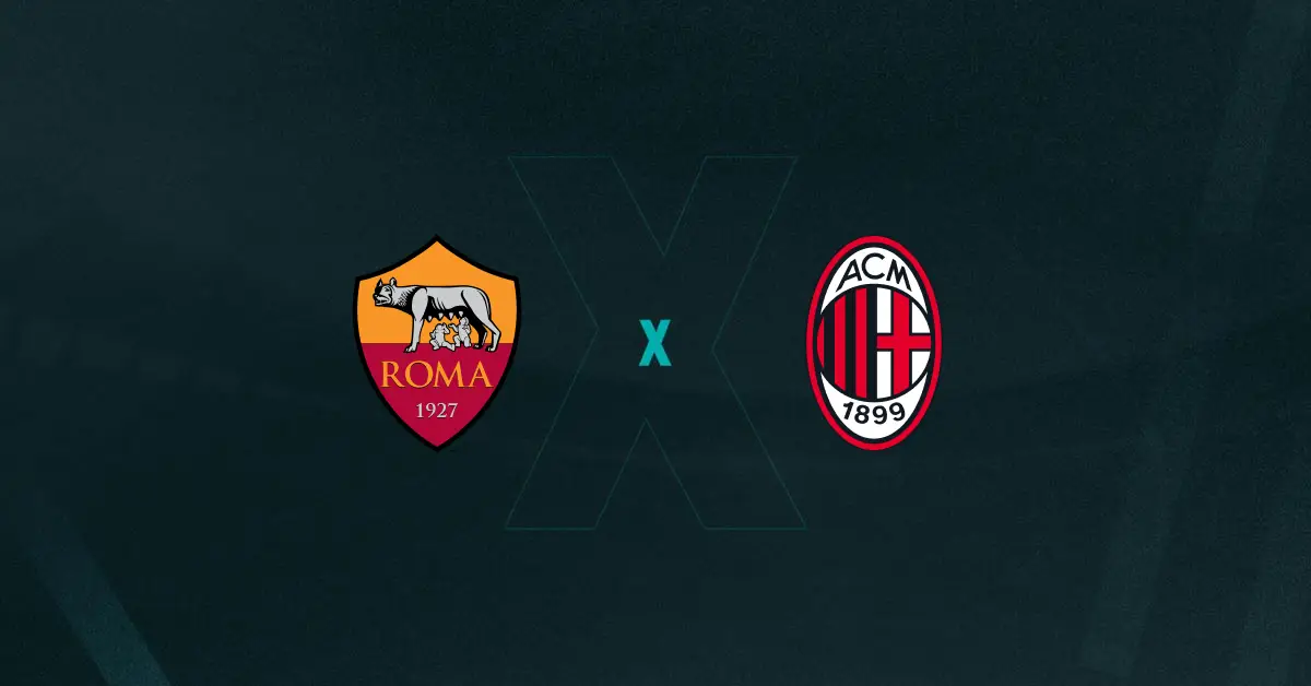 Escudos de Roma e Milan, que duelam pelo Campeonato Italiano