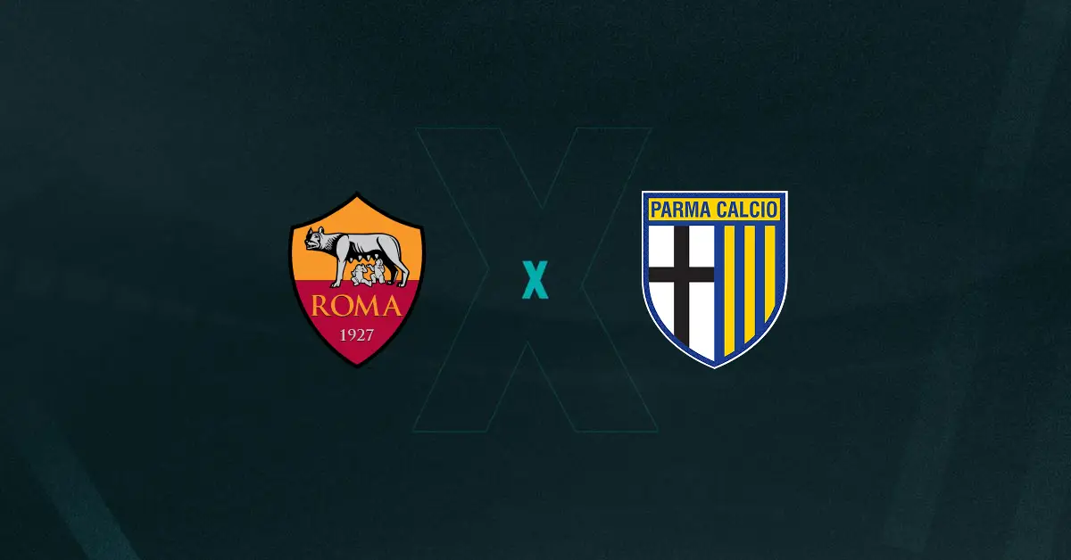 Escudos de Roma e Parma, que duelam pelo Campeonato Italiano