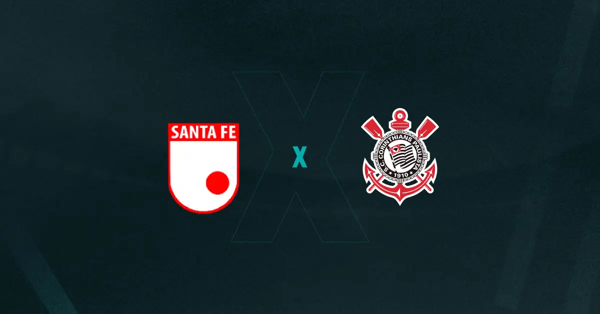 Escudos de Santa Fe e Corinthians, que se enfrentam pela 3ª rodada da fase de grupos da Libertadores Feminina 2025.