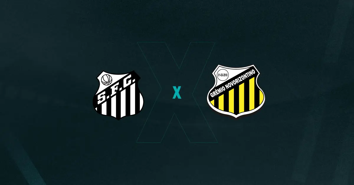 Escudos de Santos x Novorizontino, que se enfrentam no Paulistão 2026