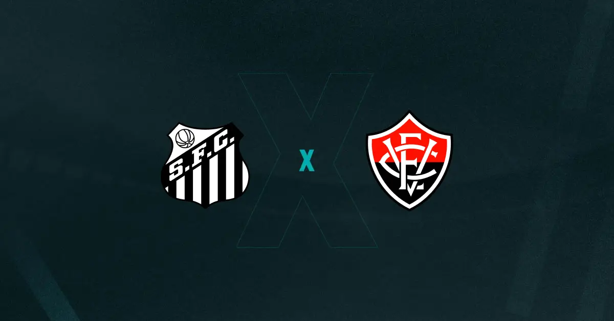 Escudos de Santos e Vitória, que se enfrentam pelo Brasileirão
