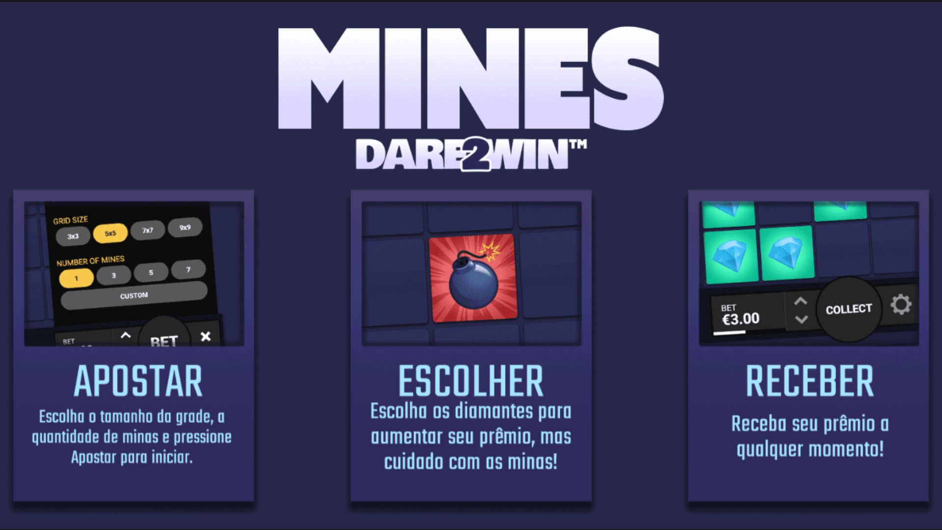 screenshot mostra tela de instruções do jogo da bombinha Mines