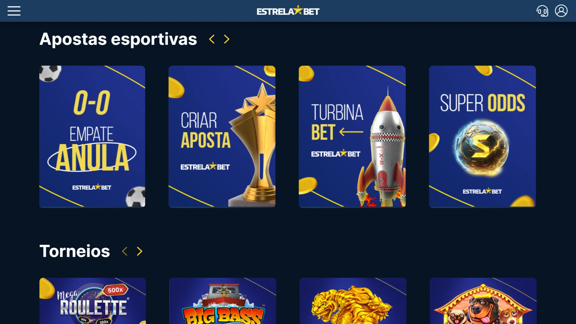 Screenshot da página de bônus da Estrela Bet