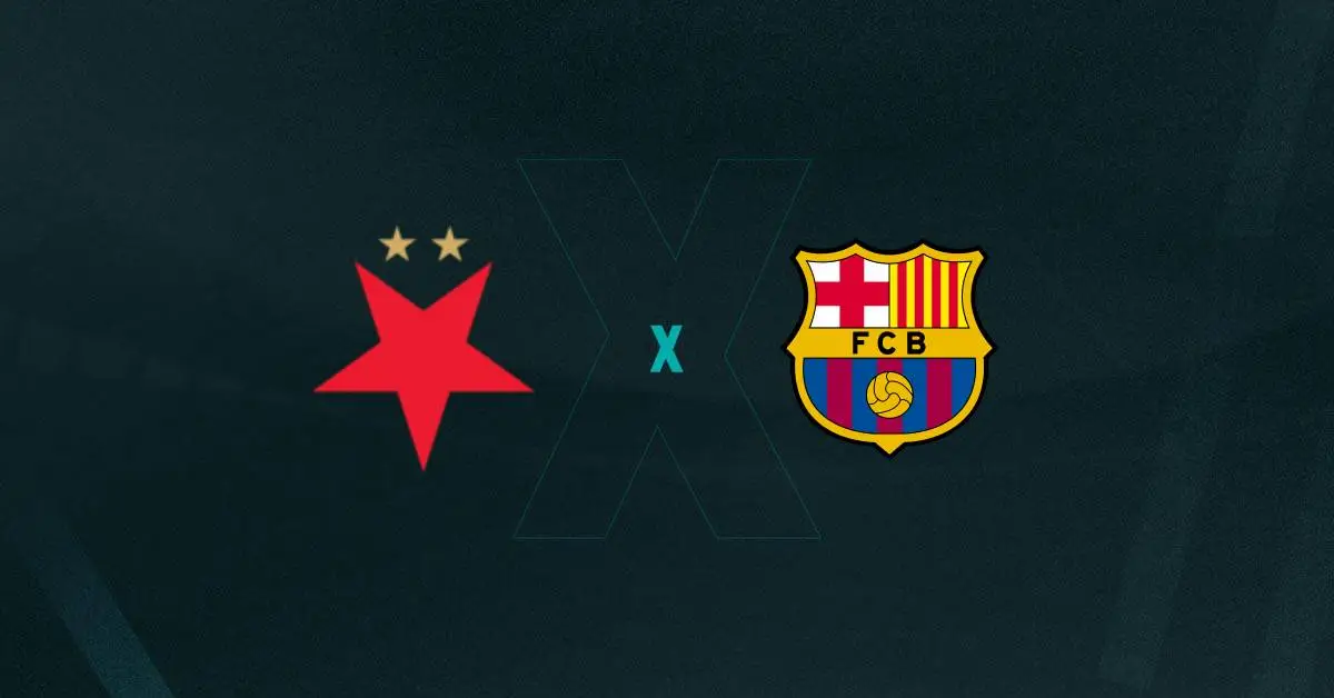 Escudos de Slavia Praga e Barcelona, que duelam Pela Champions League