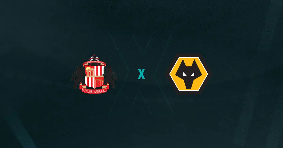 Escudos de Sunderland e Wolverhampton, que se enfrentam pela Premier League