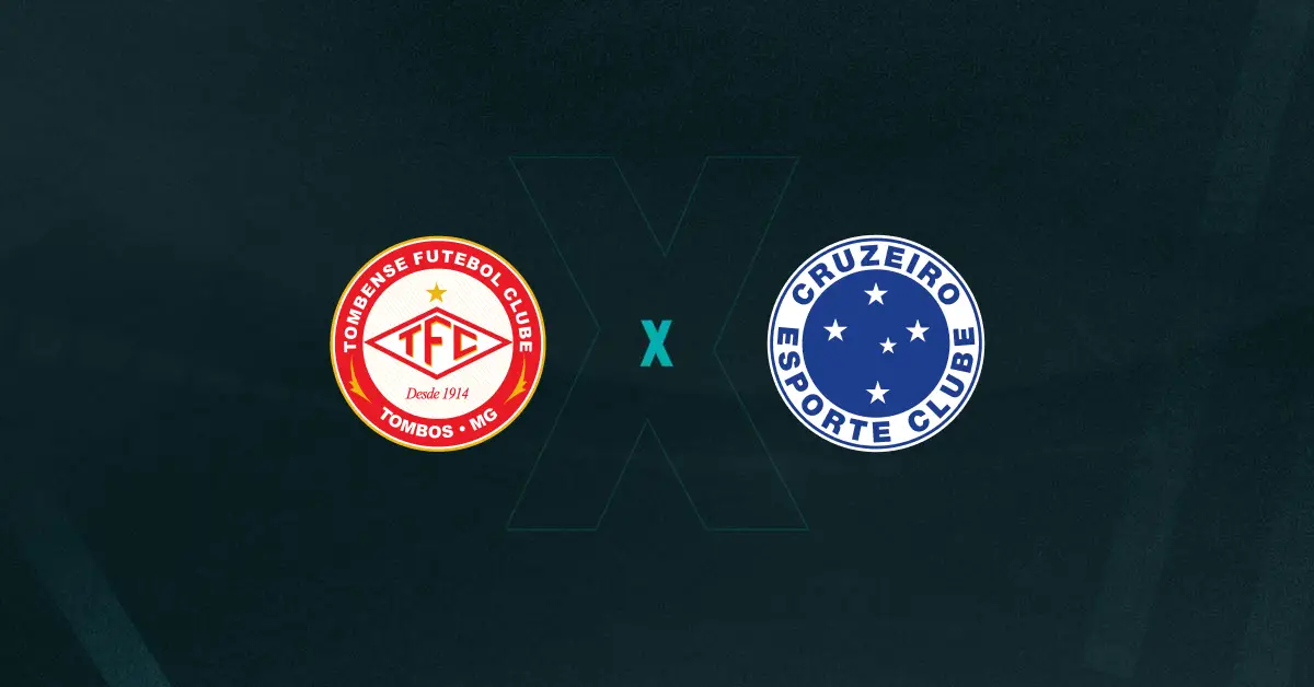 Escudos de Tombense x Cruzeiro, que se enfrentam pelo Campeonato Mineiro