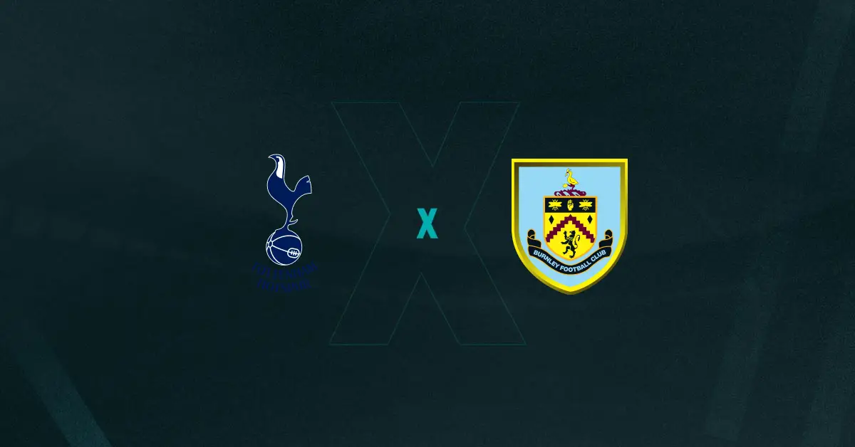 Escudos de Tottenham x Burnley, que se enfrentam pela Premier League 2025/26