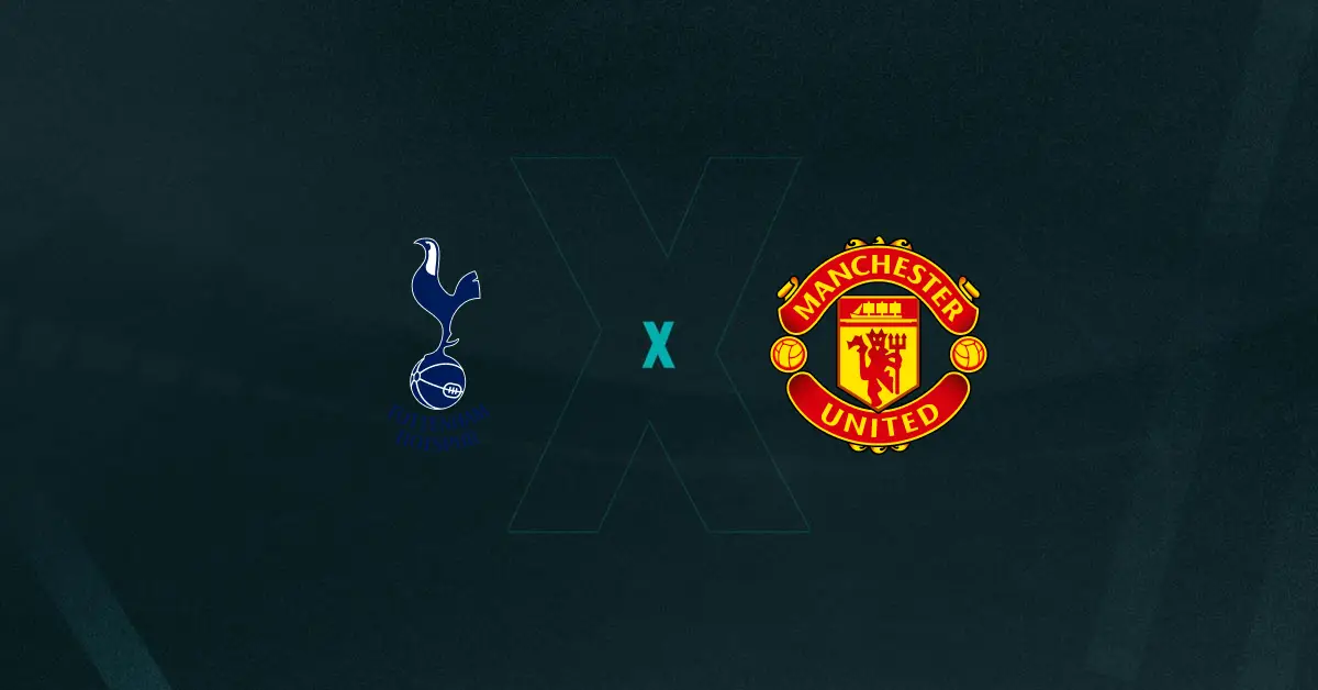 Escudos de Tottenham e Manchester United, que duelam pela Premier League