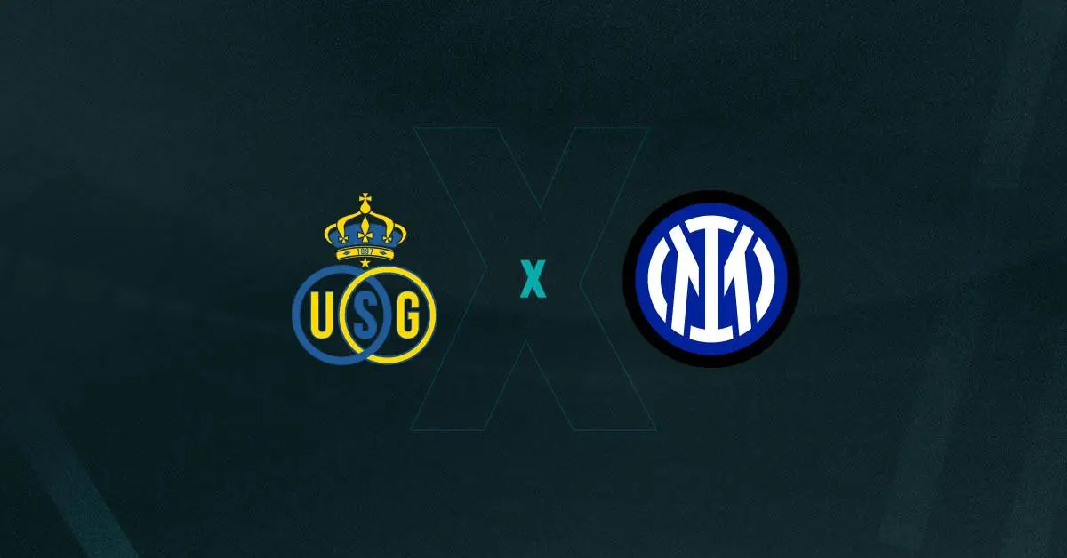 Escudos de Union Saint-Gilloise e Inter de Milão, que duelam pela Champions League