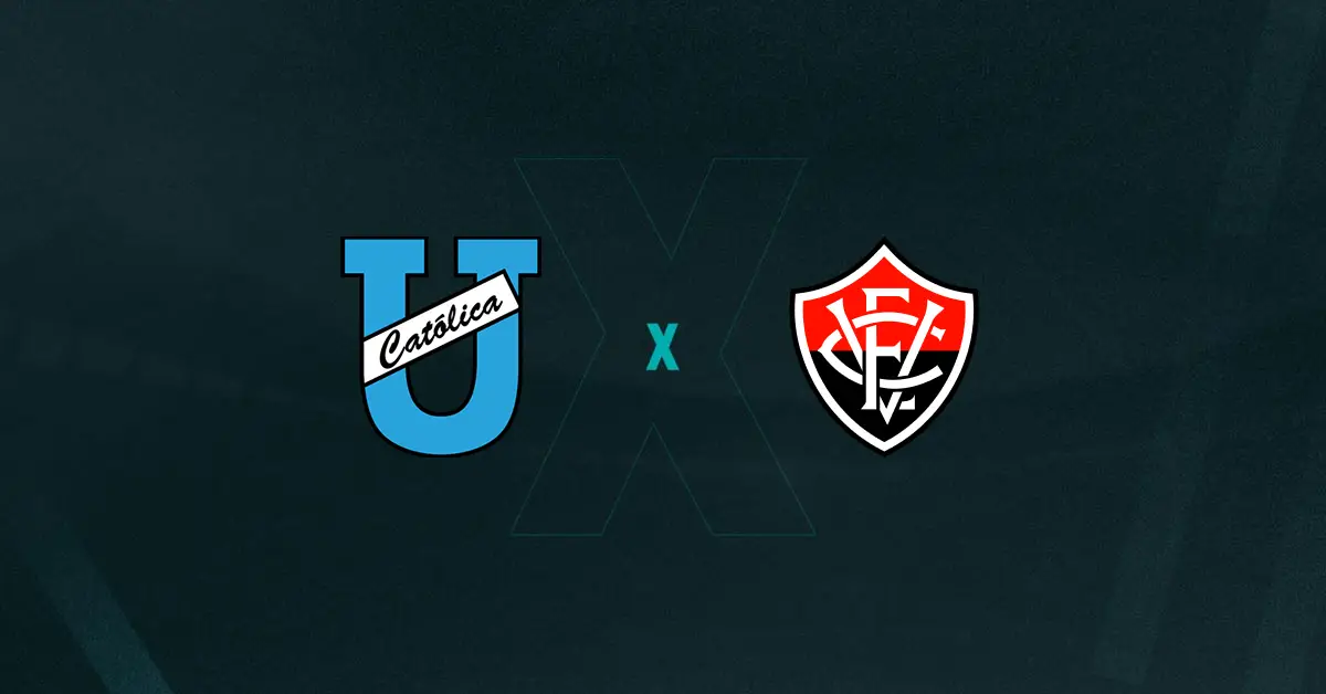 Escudos de Universidad Católica e Vitória, que duelam pela Copa Sul-Americana