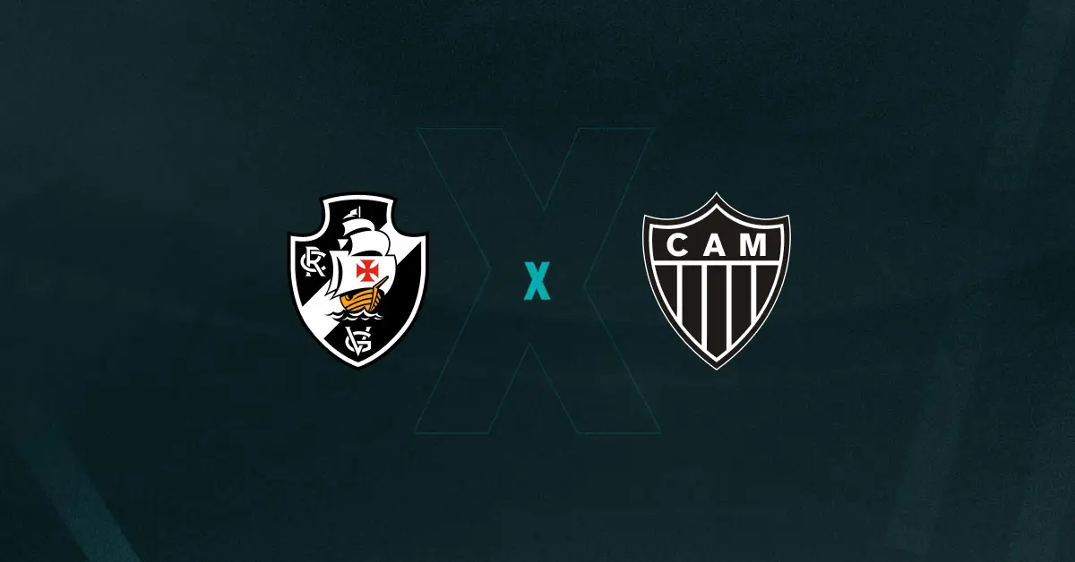 Escudos de Vasco e Atlético-MG, que duelam pelo Brasileirão