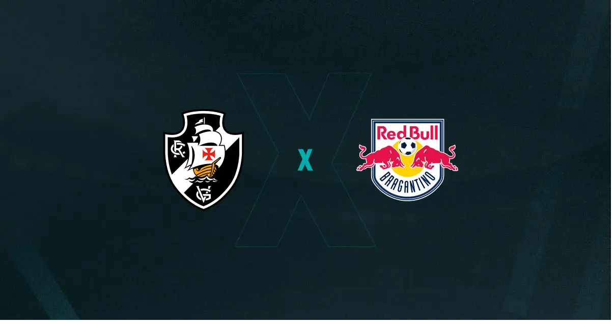 Escudos de Vasco e RB Bragantino, que duelam pelo Brasileirão