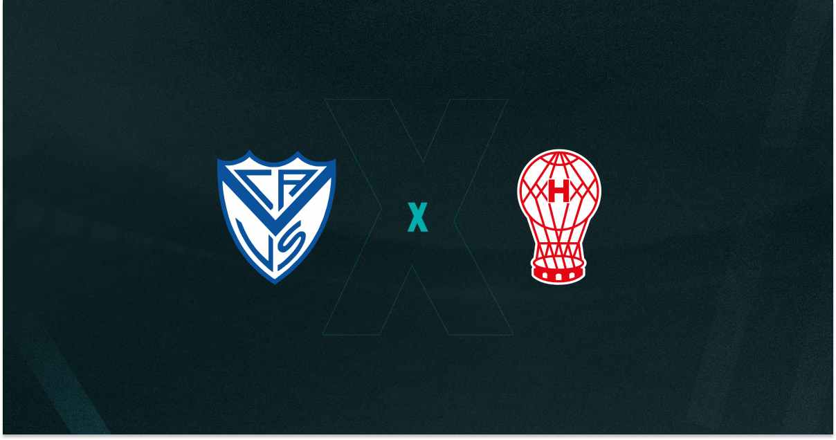 Escudos de Vélez Sársfield e Huracán, que duelam pelo Campeonato Argentino