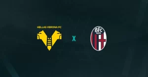 Escudos de Verona e Bologna, que se enfrentam pelo Campeonato Italiano