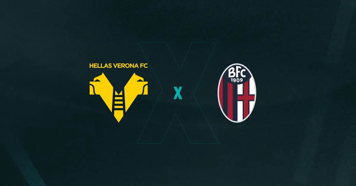Escudos de Verona e Bologna, que se enfrentam pelo Campeonato Italiano