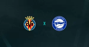 Escudos de Villarreal x Alavés, que se enfrentam pelo Campeonato Espanhol