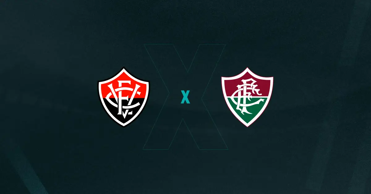 Escudos de Vitória e Fluminense, que se enfrentam pelo Brasileirão
