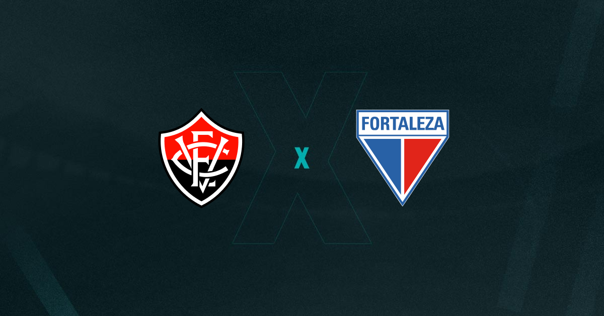 Escudos de Vitória e Fortaleza, que se enfrentam hoje pela 4ª rodada do Campeonato Brasileiro 2025.