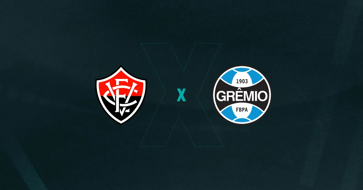 Escudos de Vitória e Grêmio, que duelam pelo Brasileirão