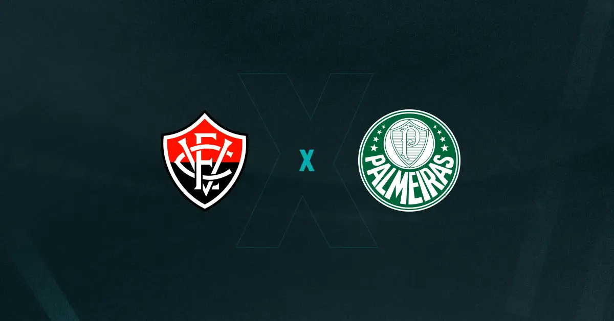 Escudos de Vitória x Palmeiras, que se enfrentam pela Série A do Brasileirão